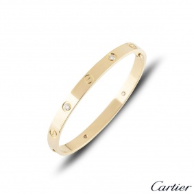 Cartier Yellow Gold Half Diamond Love Bracelet Size 17 B6035917 Cartier Yellow Gold Half Diamond Love Bracelet Size 17 B6035917